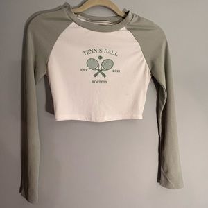 Green and white crop top